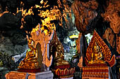 Inle Lake Myanmar. Pindaya, the famous Shwe Oo Min pagoda, a natural cave filled with thousands of gilded Buddha statues.